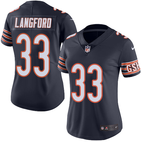 Women's Limited Jeremy Langford Nike Jersey Navy Blue - #33 Rush NFL Chicago Bears